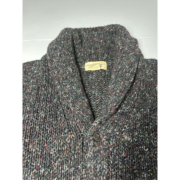RALPH LAUREN Knit Mens Cardigan Shawl 1930s Marled Shawl Grey Wool Silk XL - Picture 5 of 13